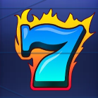 Символ игрового автомата Hot Triple Sevens Синяя семерка в огне